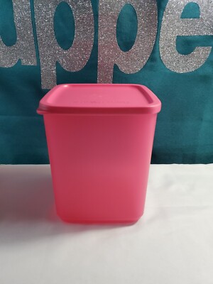 Tupperware Basic Bright Square Container  Pink  7.5 Cup