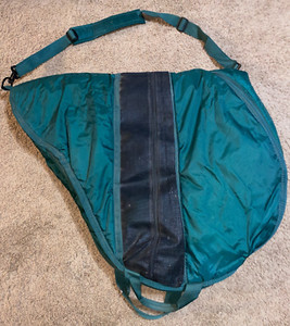 DURA-TECH GREEN QUILTED ENGLISH SADDLE COVER CARRIER BAG 29X48 w GIRTH STORAGE