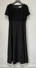 Official Vintage women’s short sleeve lace long dress black UK 14