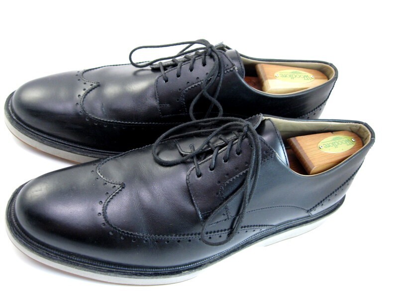 SAOLA Allen Edmonds "BROOKLYN" Derby chiaro in pelle punta liscia 10 5 D nero DISCO (408N)