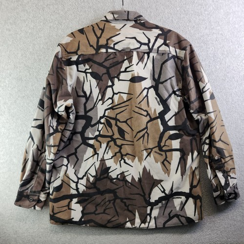 Vintage Cabelas Shirt Mens L Predator Camo Chamois Fleece Hunting Spooky 90s Vtg - Picture 11 of 12
