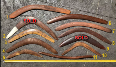 EXTREMELY RARE Antique hand-carved Aboriginal boomerang (Item #10