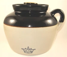 LARGE BOSTON DURGIN-PARK MARKET-DINING ROOMS STONEWARE BEAN POT W/ LID NO. 3 EUC