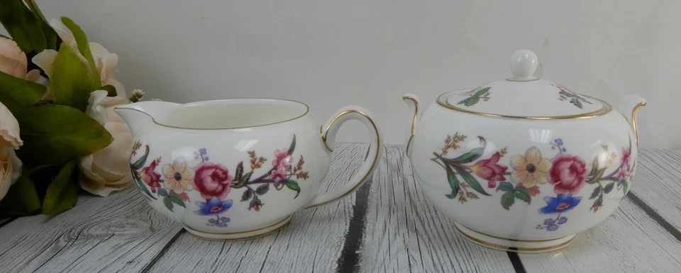 Azúcar y crema vintage Wedgwood " Devon Sprays" W4076 Foto 4 de 4
