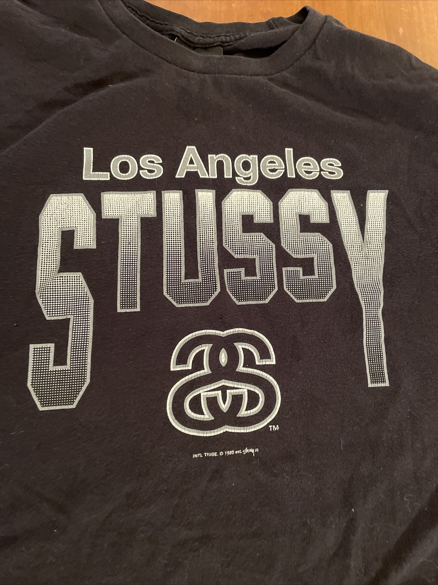 Vintage Stussy INTL TRIBE 1980 Logo T Shirt Black Los Vintage Stussy INTL TRIBE 1980 Logo T Shirt Black Los