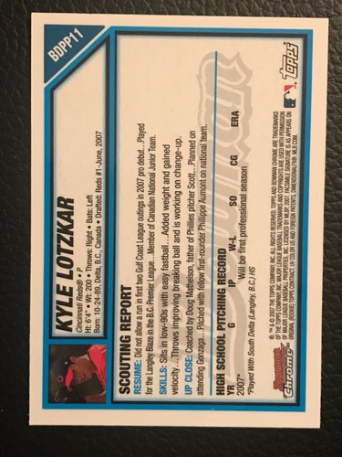 Béisbol Bowman Draft Picks & Prospect 2007 primera cromada - elige tarjetas - BDPP1 -80 - Imagen 10 de 104