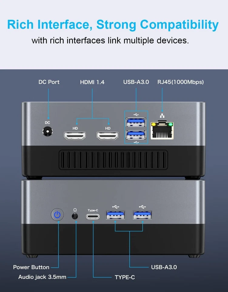 Brand New - GMKtec Mini PC Windows 11 Pro Intel i5-8279U 8GB DDR4 RAM 256G SSD  - Image 2 of 4