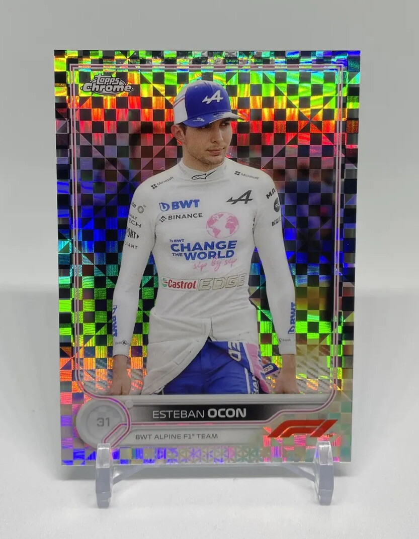 Esteban Ocon 2022 Topps Chrome Formula 1 F1 Checkered Flag X-Fractor Alpine #43