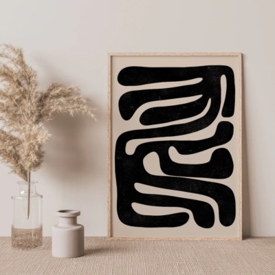 Beige Black Wall Art poster Choose your Size