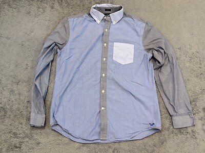 American Eagle Shirt Mens Medium Multicolor Color Block Prep Fit L/S Button