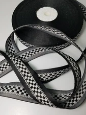 Black and white checkered Jacquard trim 1 inch wide sold by the yard