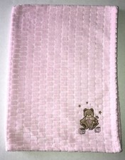 Snugly Baby Blanket Pink ABC Brown Teddy Bear Stars ABC Blocks Style SB071