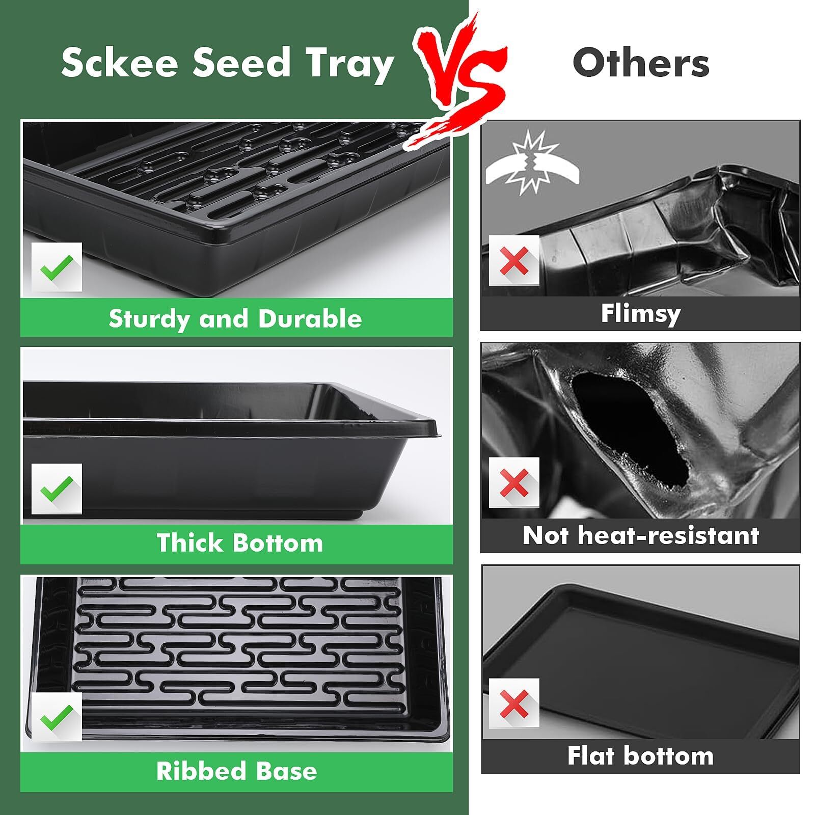 Upgraded 5 Pack 1017 Plant Growing Trays Seed Starting Microgreens Seedling