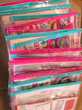 Lot Of 16 Plastic Binder Flair Packs Girls Plastic Pink Teal New