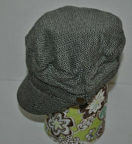 GAP Kids Girls Black Grey Herringbone Cabbie Cap Hat Newsboy Hat Size S/M - Picture 3 of 7