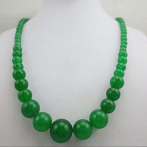 Fashion 6-14mm Natural Green Jade Gemstone Round Beads Necklace 18 Inches - Picture 2 of 12