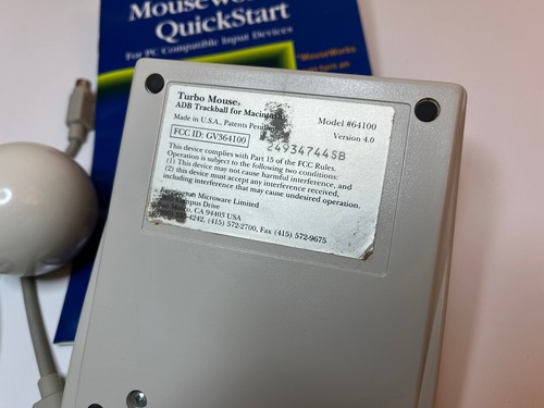 Kensington Turbo Mouse ADB Trackball for Macintosh Vintage 64100 - 第 2/3 張圖片