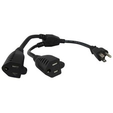 Comprehensive 1' Universal AC 1-to-2 Power Splitter Extension Cable