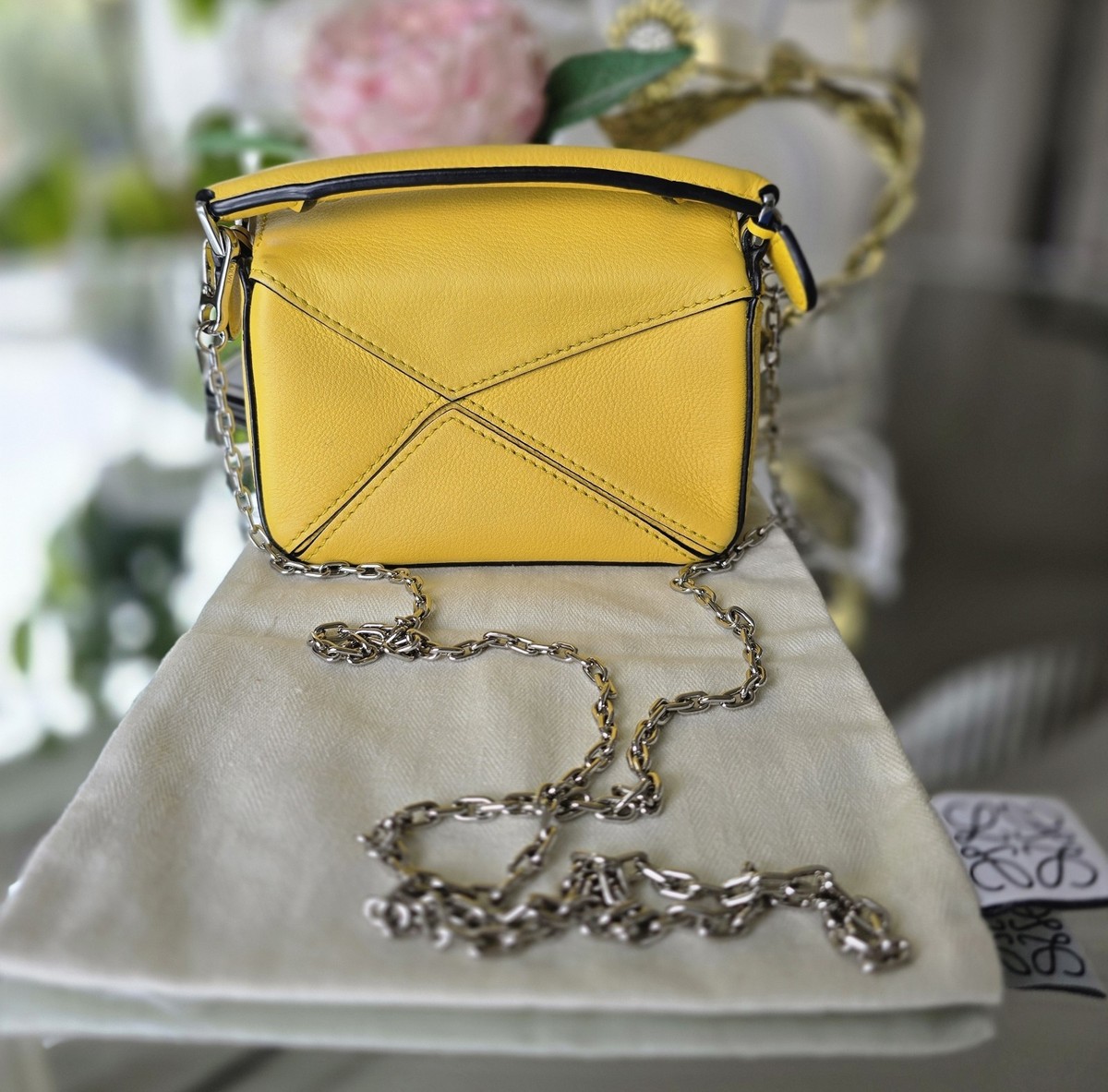 Loewe Mini Puzzle Shoulder Crossbody Handle Bag Leather Yellow w