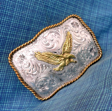 Western Eagle Belt Buckle Cowboy Sportsman SS Plate Vtg 80s Montana SS .GMP576