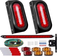 LED Trailer Lights Kit, 6 Inch Oval Tail Lights with Backup Reverse, DOT Complia