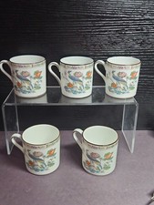 Lot Set 5 Wedgwood Bone China KUTANI CRANE Brown Trim Espresso Demitasse Cup 
