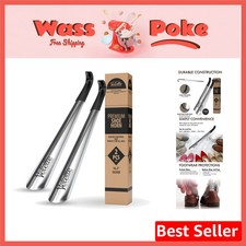 16.5" Long Metal Shoe Horn for Seniors - 2 Pack for Effortless Shoe Wearing