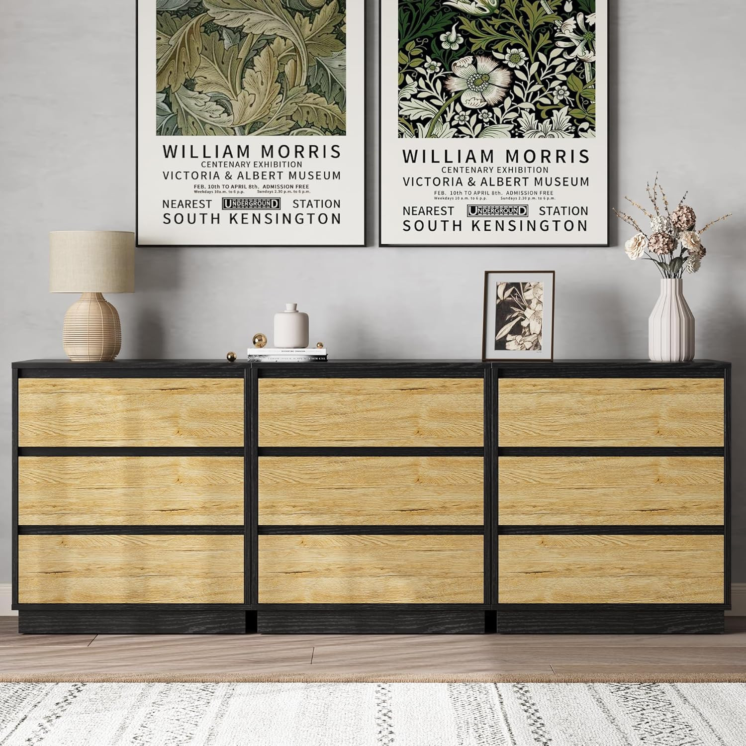 Large Nightstand for Bedroom, Tall End Table with 3 Drawers, Large Bedside Table