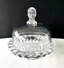 VTG Mikasa Salina crystal covered condiment-jam-butter-dish W/dome lid kitchen