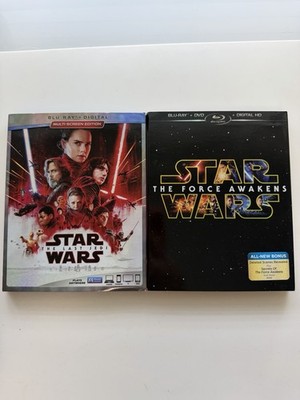 Star Wars Last Jedi Multi-Screen + Force Awakens Blu-ray w Slipcovers