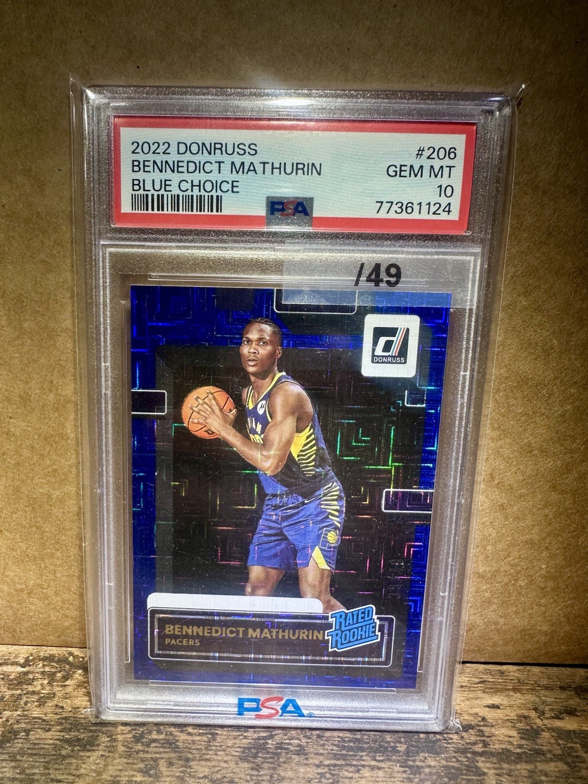 2022 Bennedict Mathurin Donruss Blue Choice /49 RC #206 PSA 10 Pacers Clippers