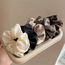 5pcs Hair Bands Elegant Satin Scrunchies Retro Style Soft Elastic Band for Women