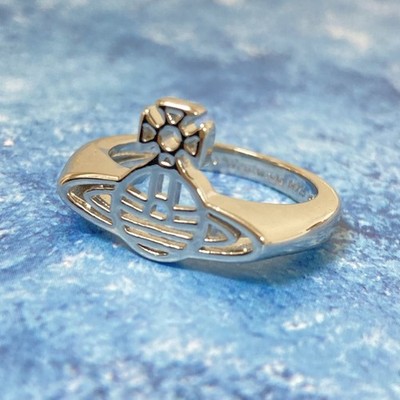 Vivienne Westwood Ring Size 7-7.5 Flat Orb Silver w/Pouch NO BOX