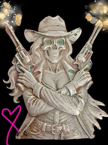 2 OZ SILVER COWGIRL …Guns Blazing …HandPoured BULLION PIECE🩶🩶✨✨✨ ✨✨✨✨✨✨