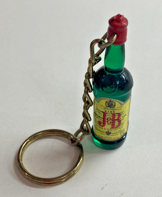 J&B Scotch Whiskey Vintage Liquor Bottle Key Chain Collectible Advertising