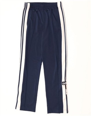 Adidas Womens Graphic Tracksuit Trousers UK 10 Small Navy Blue Colourblock DQ02