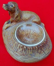 VINTAGE CHALKWARE COPPER SPANIEL ASHTRAY~ Copr Ornamental Arts & Crafts