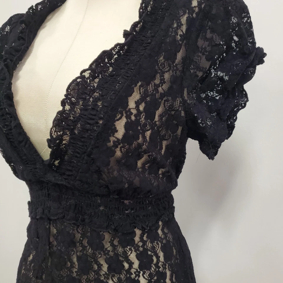 Top Babydoll Trixxi Para Mujer Y2K Encaje Hada Grunge Capricho Talla L Negro Vampiro Foto 2 de 4