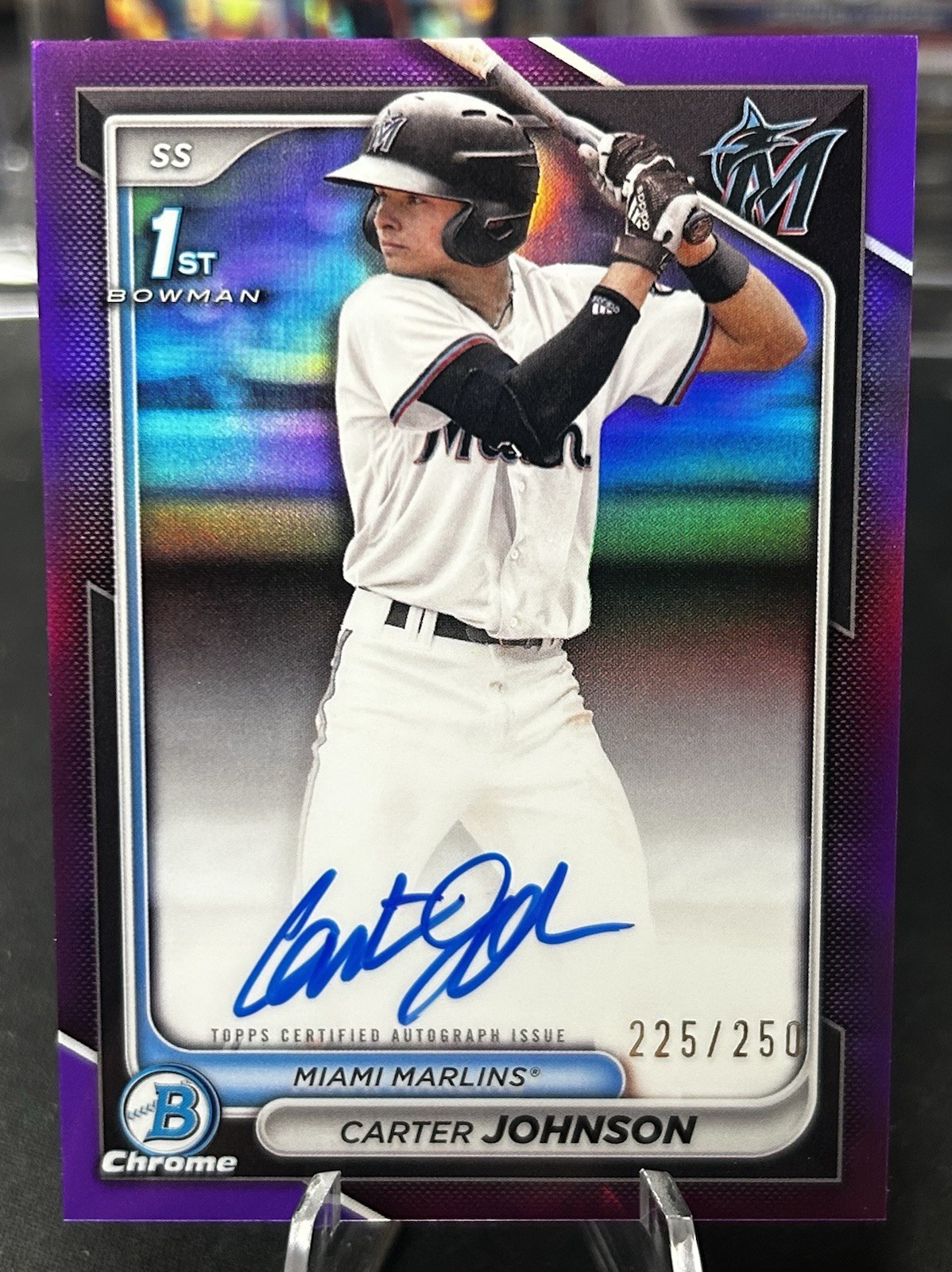2024 Bowman Draft Carter Johnson Chrome Auto Purple Refractor 1st #/250
