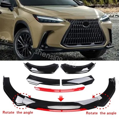For Lexus NX200 NX250 NX300 Black+Red Front Bumper Lip Chin Splitter Diffuser