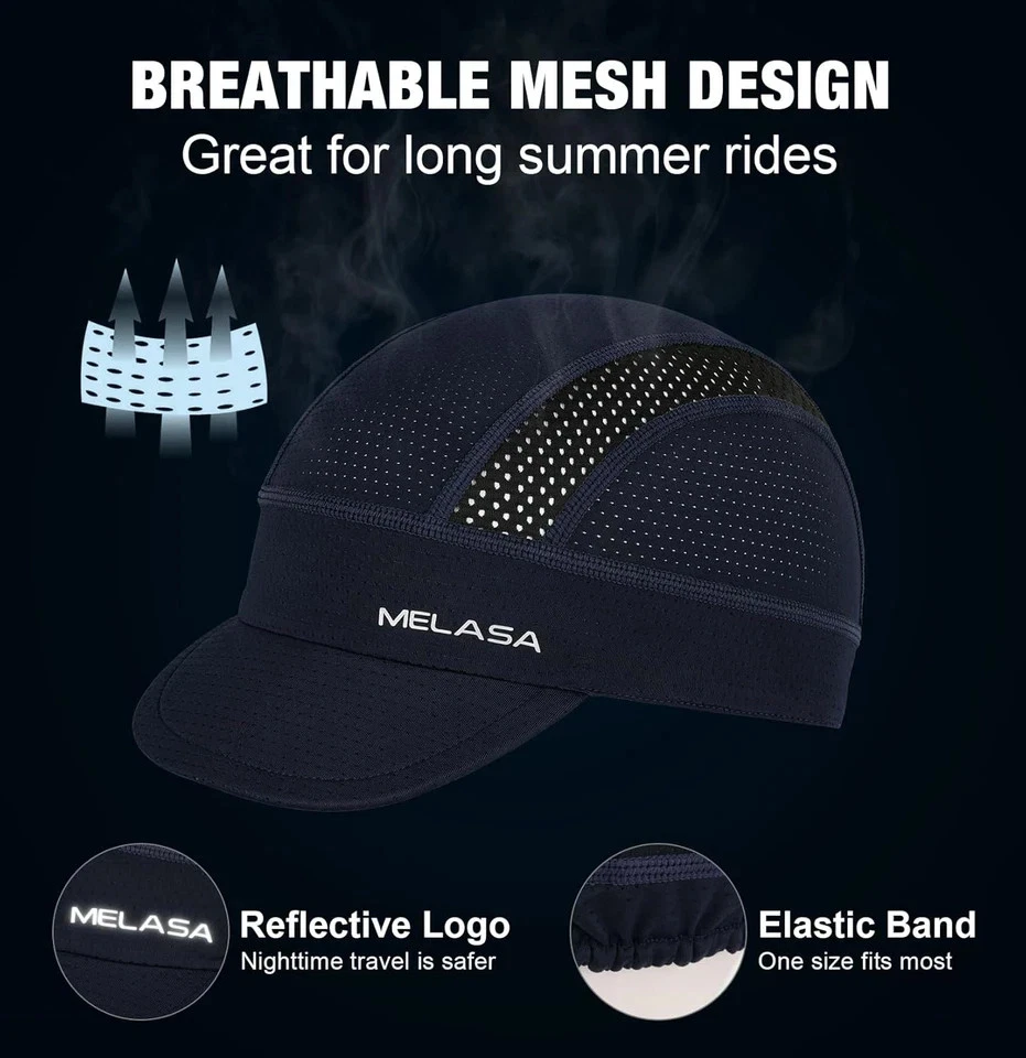 MELASA Gorra de Ciclismo, Gorra de Enfriamiento Calavera Forro de Casco con Parasol, Protección Solar Foto 2 de 3