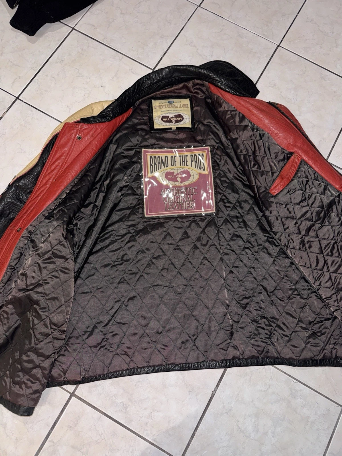 Wu Wear 36 Men’s 4XL Leather Jacket Black Quilted Lined Zip/Snap Pockets - product detail image 6