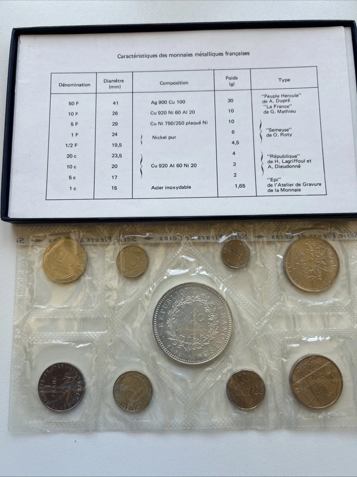 France 1974 FDC COFFRET 9 pieces monnaie de paris fleurs de coin - Photo 2/2