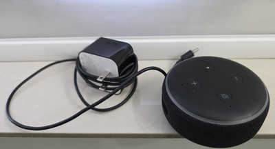 Amazon Echo Dot Smart Speaker Black Bluetooth Wi-Fi Voice Control w/ Adapter