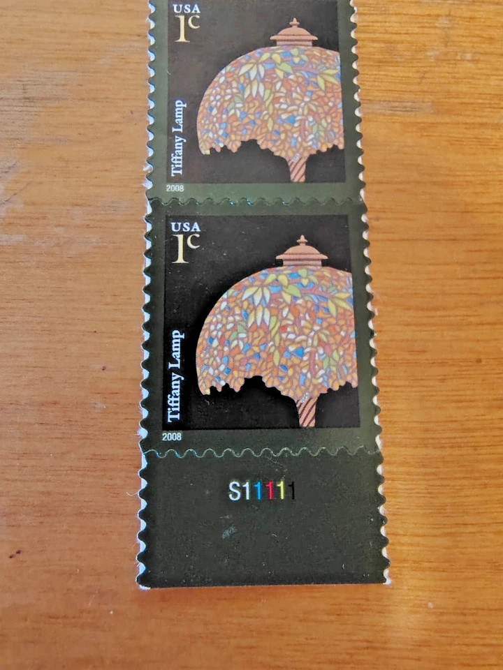 Scott # 3758A, PNC5 # S11111, Tiffany Lamp, "2008" Date, MNH Strip of 3 - Image 2 of 2