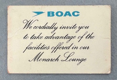 BOAC Monarch Lounge Einladungskarte Vintage Airline First Class Einladung A5072