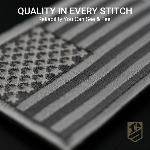 2Pcs Subdued American Flag Patch Set, Hook and Loop USA Flag, Embroidered Gray - Picture 7 of 9