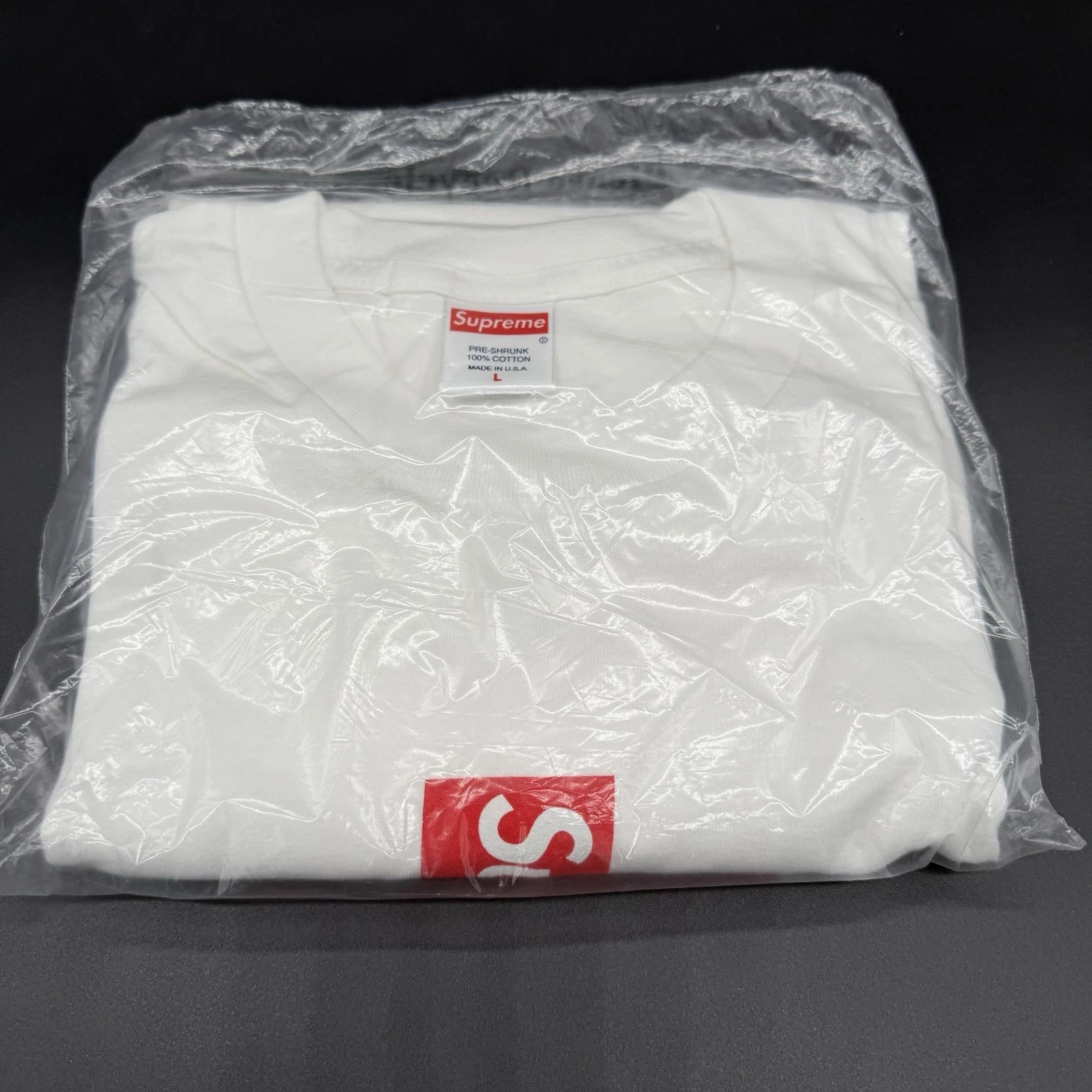 T shirt imprimé logo boîte croisée blanche propre suprême FW20 taille L