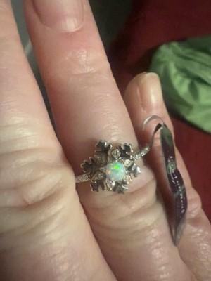 NEW! Disney Enchanted Elsa Frozen CR Opal Diamond White Gold Snowflake Ring