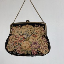 Vintage Purse Needlepoint Tapestry Floral Handbag Bag Pocketbook Austria Antique